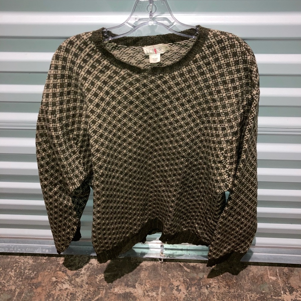 J. Crew Sweater Women’s Size Large Long Sleeve Wool Multicolored Plaid Crew